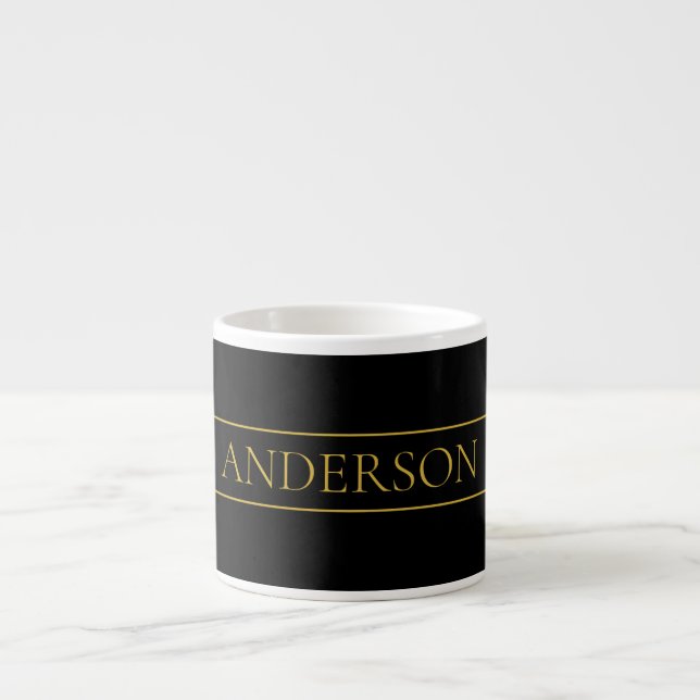 Classy Anpassade Guld Text & Linjer Espressomugg (Framsidan)