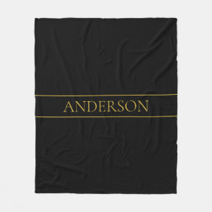 Classy Anpassade Guld Text & Linjer Fleecefilt
