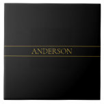 Classy Anpassade Guld Text & Linjer Kakelplatta<br><div class="desc">Ditt eget namn eller varumärke.</div>