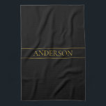 Classy Anpassade Guld Text & Linjer Kökshandduk<br><div class="desc">Ditt eget namn eller varumärke.</div>