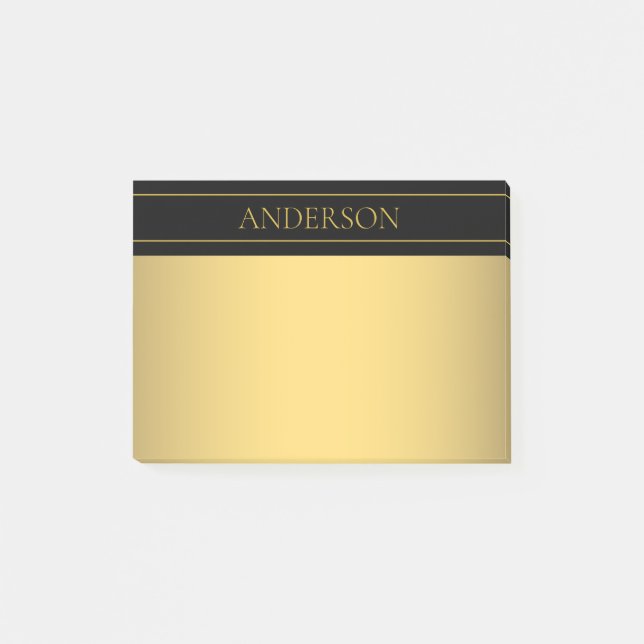 Classy Anpassade Guld Text & Linjer Post-it Block (Framsida)