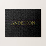 Classy Anpassade Guld Text & Linjer Pussel<br><div class="desc">Ditt eget namn eller varumärke.</div>