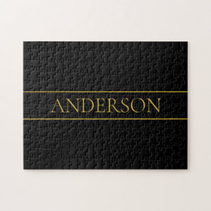 Classy Anpassade Guld Text & Linjer Pussel