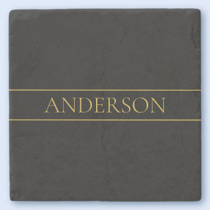 Classy Anpassade Guld Text & Linjer Stenunderlägg