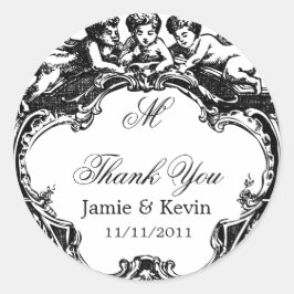 Classy Anpassade Monogrammed Cherub Sticker Runt Klistermärke