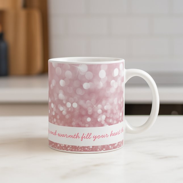Classy-Anpassningsbarna Rosa Gnistra Mugg (Pink Sparkling Bokeh Warmth Motif Coffee Mug)