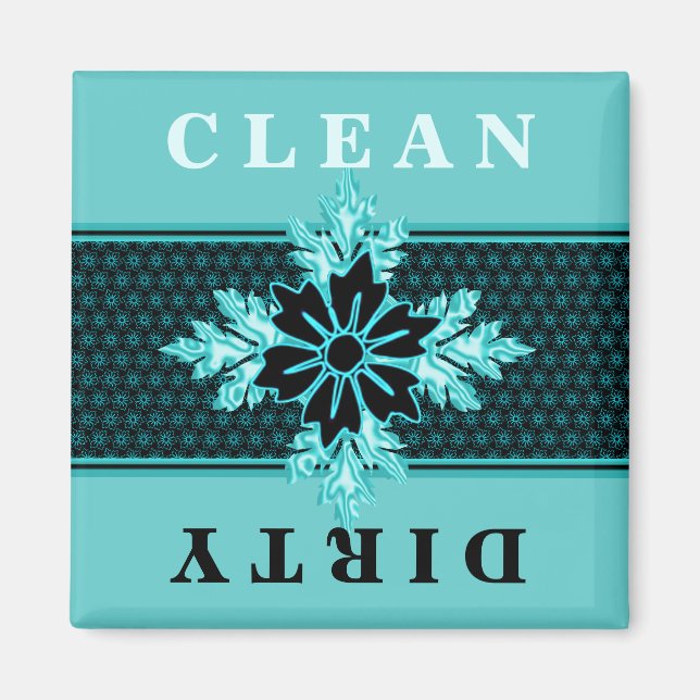 Classy Aqua and Black Blommigt Dishwasher Magnet (Framsidan)