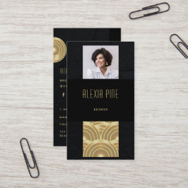 Classy Art Deco Professionell Black Guld Photo Visitkort