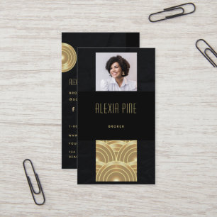 Classy Art Deco Professionell Black Guld Photo Visitkort