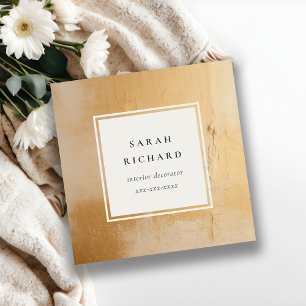 Classy Artistic Beige Guld Oil Paint Struktur Fyrkantigt Visitkort