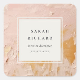 Classy Artistic Bush Pink Gold Oil Paint Business Fyrkantigt Klistermärke