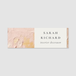 Classy Artistic Bush Pink Gold Oil Paint Business Namnbricka