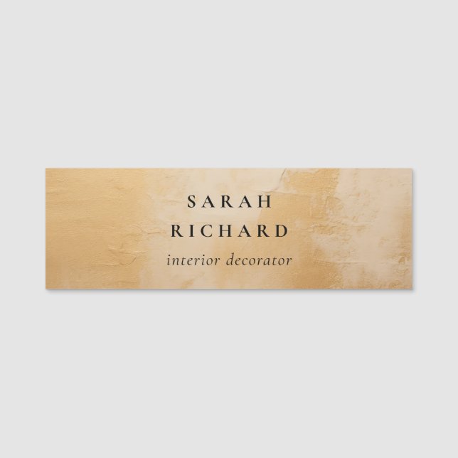 Classy Artistic Chic Beige Guld Oil Paint Business Namnbricka (Framsida)