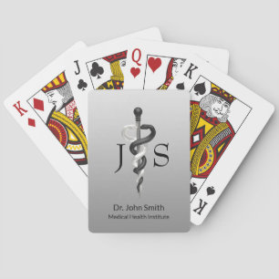 Classy Asclepius Noble Medical Elegant Black White Casinokort