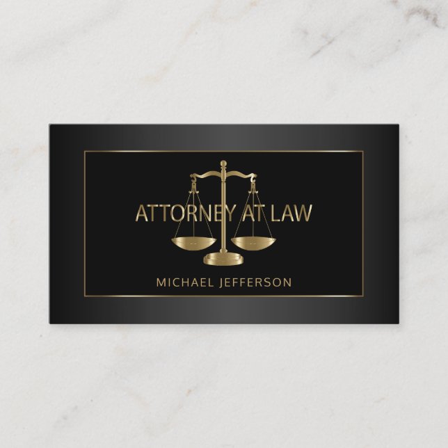 Classy Attorney at Law - Black and Guld Visitkort (Framsida)