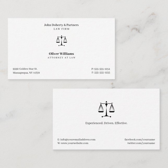 Classy Attorney Law | Advokat Visitkort (Fram/baksida)