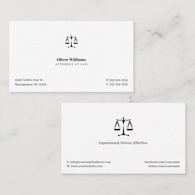 Classy Attorney Law | Advokat Visitkort (Fram/baksida)