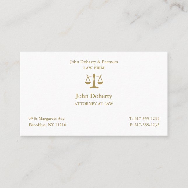 Classy Attorney Law | Affärskort för advokat Visitkort (Framsida)