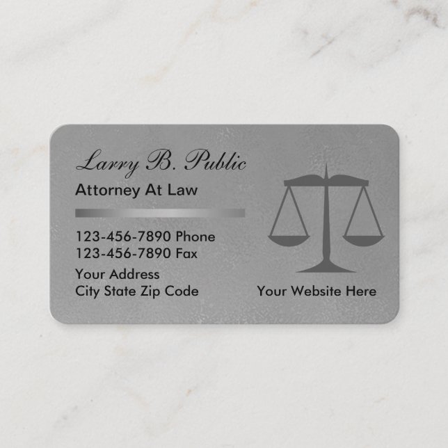 Classy Attorney Law | Lawyer Black Silver Visitkort (Framsida)