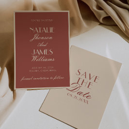 Classy Auburn Beige Old Money Fancy Wedding Spara Datumet