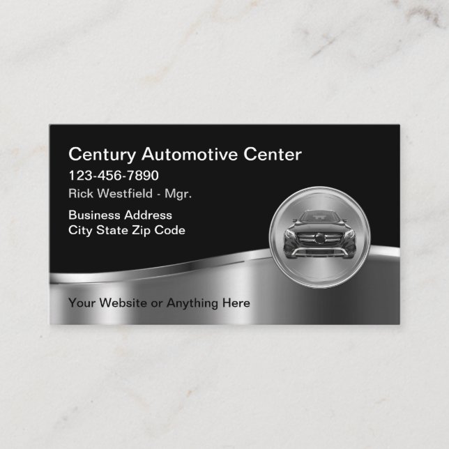 Classy Automotive Modern Business Cards Visitkort (Framsida)