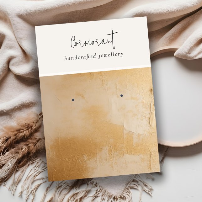 Classy Beige Guld Oil Paint Struktur Earring Holde Visitkort (Skapare uppladdad)