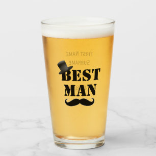 Classy Best Man Mustache Top hat Anpassningsbar Glaskopp