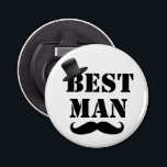Classy Best Man Mustache Top hat Flasköppnare<br><div class="desc">Bäste man flaska-öppnare med top hat och mustasch-motif och stencil. Underbar för festnätter och bröllopskvitton när formaliteterna är över och det är dags för party. (se matchande t-shirts och knappar för Groom och Groomsman) Klicka på anpassa om du vill lägga till eller ta bort designobjekt och text.</div>