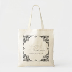 Classy Black and White Art Deco Ornate Bröllop Tygkasse