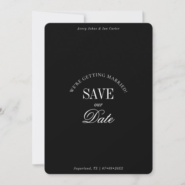 Classy Black and White Elegant Save the Date Card Spara Datumet (Framsida)