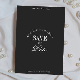 Classy Black and White Elegant Save the Date Card Spara Datumet