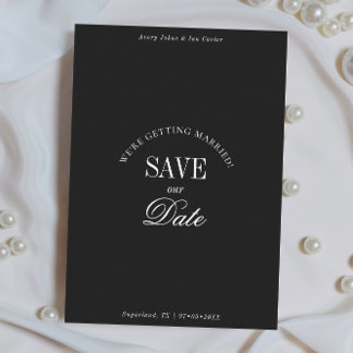 Classy Black and White Elegant Save the Date Card Spara Datumet