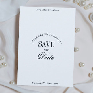 Classy Black and White Elegant Save the Date Card Spara Datumet