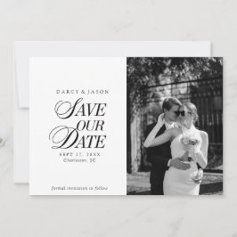 Classy Black and White Elegant Save the Date Card Spara Datumet