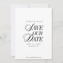Classy Black and White Elegant Save the Date Card Spara Datumet