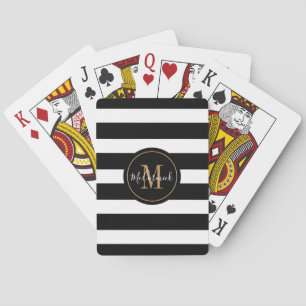 Classy Black and White Monogrammed Personlig Casinokort