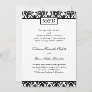 Classy Black and White Wedding-inbjudan Inbjudningar