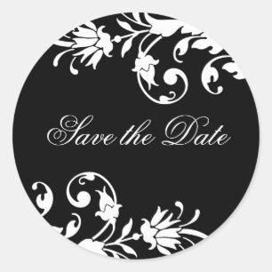 Classy Black and White Wedding Stickers Runt Klistermärke