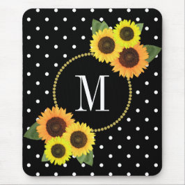 Classy Black Antique Blommigt Polka dots Monogram Musmatta