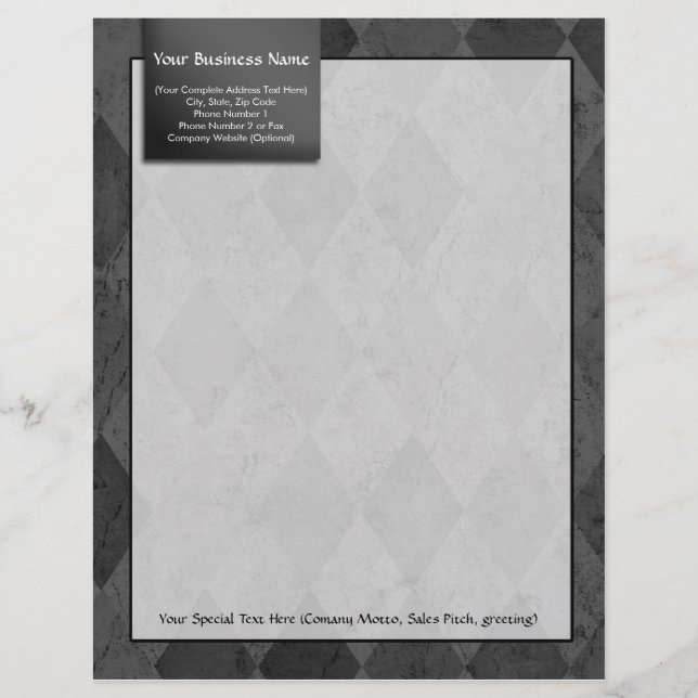 Classy Black Argyle Letterhead Brevhuvud (Framsida)