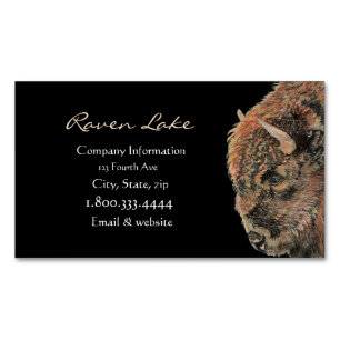 Classy Black Bison, Buffalo Wildlife Animal Art Magnetiska Visitkort