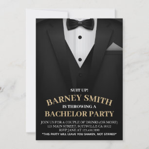 Classy Black Bow tie Kostym Bachelor Party Inbjuda Inbjudningar