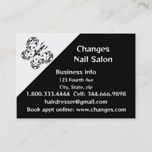 Classy Black Butterfly Nail Salon Visitkort