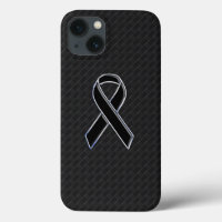Classy Black Chrome Stil Ribbon Awareness