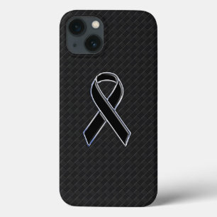 Classy Black Chrome Stil Ribbon Awareness