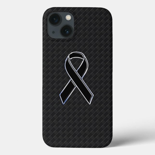 Classy Black Chrome Stil Ribbon Awareness (Baksida)