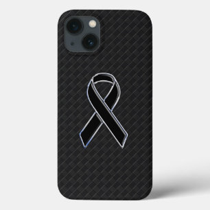 Classy Black Chrome Stil Ribbon Awareness