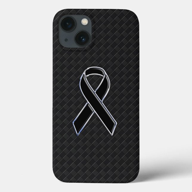 Classy Black Chrome Stil Ribbon Awareness (Baksida)
