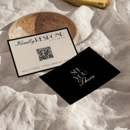 Classy Black Cream Old Money QR Code Wedding OSA Kort