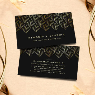 Classy Black & Elegant Guld Geometric Mönster Visitkort